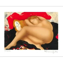BONNEFOIT Alain - Lithographie originale "Femme nue allongée"  38x50cm - 1993