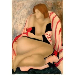 BONNEFOIT Alain - Lithographie originale "Femme nue au Fauteuil" 90x63cm