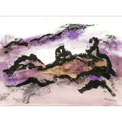 BOUN - Lithographie et aquarelle "Composition 03, exemplaire 3/6" 35x50cm - 2016