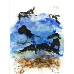 BOUN - Lithographie et aquarelle "Composition 02, exemplaire 5/6" 35x50cm - 2016