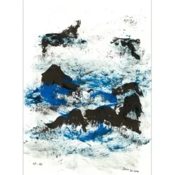 BOUN - Lithographie et aquarelle "Composition 02, exemplaire 1/6" 35x50cm - 2016