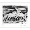 BRAYER Yves - Gravure originale "Chevaux se battant" 32x50cm - 1954
