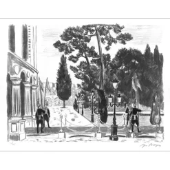 BRAYER Yves - Lithographie originale "Devant le palais" 50x70cm