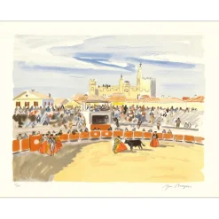 BRAYER Yves - Lithographie originale "Corrida aux Saintes-Maries-de-la-Mer" 50x65cm - 1973