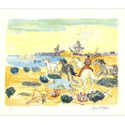 BRAYER Yves - Lithographie originale "Gardian en Camargue" 45x56cm