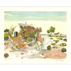 BRAYER Yves - Lithographie originale "La cabane Gardiane" 50x65cm - 1973