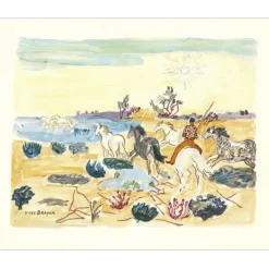 BRAYER Yves - Lithographie originale "Gardian en Camargue" 45x56cm - 1989