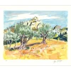 BRAYER Yves - Lithographie originale "Oliviers à Saint Rémy de Provence" 45x56cm