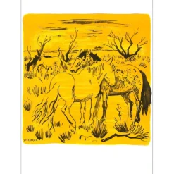 BRAYER Yves - Lithographie originale "Chevaux en Camargue" 76x54cm
