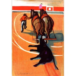 BRIATA Georges - Lithographie originale "Scène de Tauromachie" 45x29cm