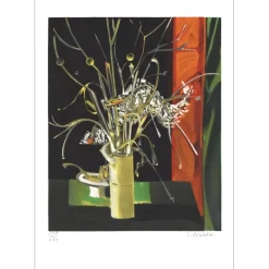 BRIATA Georges - Lithographie originale "Le bouquet de fleurs" 75x52cm