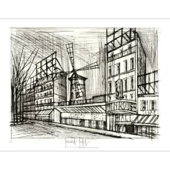 BUFFET Bernard - Gravure originale "Paris, Le moulin rouge" 57x75cm - 1970