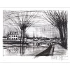 BUFFET Bernard - Gravure originale "Canal à Soissons" 56x76cm - 1964