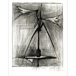 BUFFET Bernard - Gravure originale "Bouquet de Lys" 76x57cm - 1963