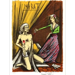BUFFET Bernard - Lithographie originale "Révolution Française, Marat" 76x54cm - 1977