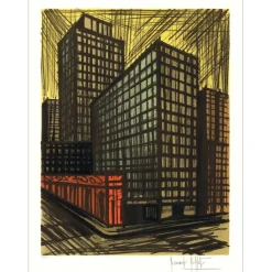 BUFFET Bernard - Lithographie originale "New-York, Daily New Building" 76x58cm - 1990
