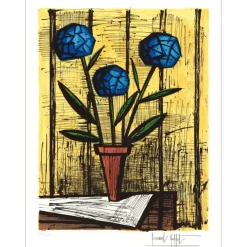 BUFFET Bernard - Lithographie originale "Hortensias bleus" 76x58cm - 1984