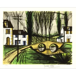 BUFFET Bernard - Lithographie originale "Le petit pont" 58x76cm - 1990