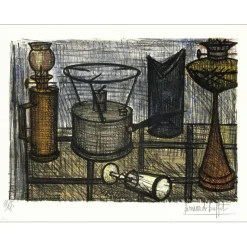BUFFET Bernard - Lithographie originale "Lampe à pétrole" 50x65cm - 1954