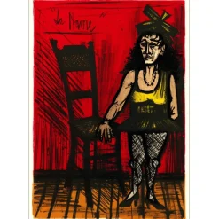 BUFFET Bernard - Lithographie originale "Le cirque, la naine" 72x51cm - 1968