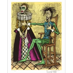 BUFFET Bernard - Lithographie originale "Don Quichotte et la Duègne Barbue" 76x58cm - 1989