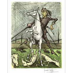BUFFET Bernard - Lithographie originale "Don Quichotte, Le troupeau de moutons" 76x58cm - 1989