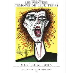 BUFFET Bernard - Lithographie "Exposition Musée Galliera, Paris" 78x56cm - 1968