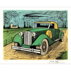 BUFFET Bernard - Lithographie originale "PACKARD 1934 Verte" 58x76cm - 1985