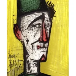 BUFFET Bernard - Lithographie originale "Le Clown Jaune" 31x24cm - 1967