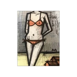 BUFFET Bernard - Lithographie originale "La Plage" 31x24cm - 1967