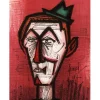 BUFFET Bernard - Lithographie originale "Le Clown Rouge" 31x24cm - 1967