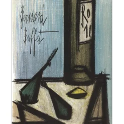 BUFFET Bernard - Lithographie originale "Nature morte à la bouteille" 31x24cm - 1967