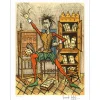 BUFFET Bernard - Lithographie originale "Don Quichotte dans sa bibliothèque" 76x58cm - 1989