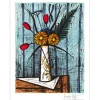 BUFFET Bernard - Lithographie originale "Tulipes et soucis" 76x58cm - 1984