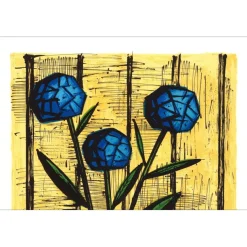 BUFFET Bernard - Lithographie originale "Hortensias bleus" 76x58cm - 1984