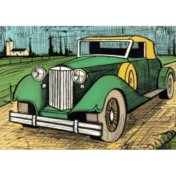 BUFFET Bernard - Lithographie originale "PACKARD 1934 Verte" 58x76cm - 1985