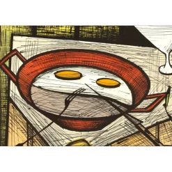BUFFET Bernard - Lithographie originale "Les œufs sur le plat" 58x76cm - 1986