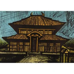 BUFFET Bernard - Lithographie originale "Temple RYOAN-JI" 58x76cm - 1982