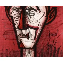 BUFFET Bernard - Lithographie originale "Le Clown Rouge" 31x24cm - 1967