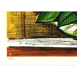 BUFFET Bernard - Lithographie originale "Bouquet de primevères" 47x65cm