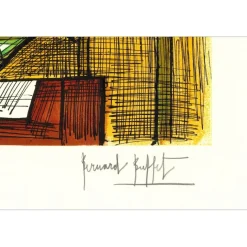 BUFFET Bernard - Lithographie originale "Bouquet de primevères" 47x65cm