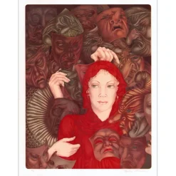 BUSSON Sophie - Lithographie originale "Les masques" 76x54cm