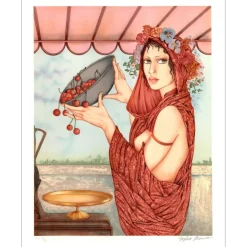 BUSSON Sophie - Lithographie originale "Les cerises" 76x54cm