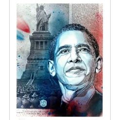 C215 - Edition (tirage pigmentaire) "Barack Obama" 50x40cm - 2020