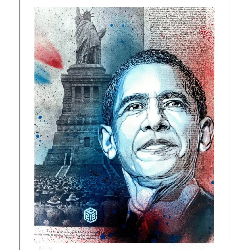 C215 - Edition (tirage pigmentaire) "Barack Obama" 50x40cm - 2020