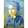 C215 - Peinture originale à l'aérosol sur métal "Chiara, Ukraine" 63x42cm - 2023