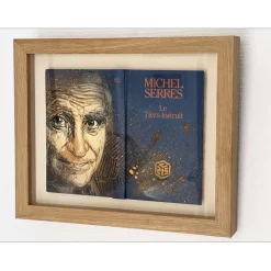 C215 - Peinture originale à l'aérosol sur ouvrage "Michel Serres" 30x38cm - 2023