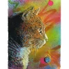 C215 - Peinture originale à l'aérosol sur papier "Chat" 30x21cm - 2023