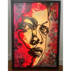 C215 - Sculpture lumineuse "Portrait de femme" 80x55x10cm - 2021