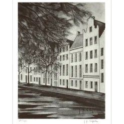 CAPRON Jean-Pierre - Lithographie "La rue" 32x25cm - 1971